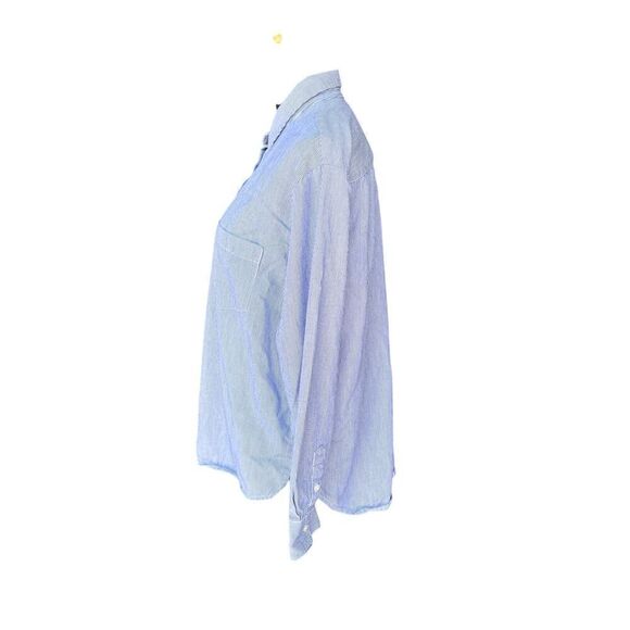 MADEWELL OVERSIZED BLUE AND WHITE WOMENS COLLARED SHIRT SIZE MEDIUM - Picture 2 of 5